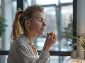Woman snacking