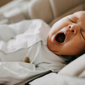 a baby yawning